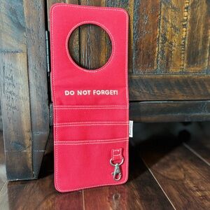 Monkey Business Door Hanger Organizer Reminder Red Canvas NWOT